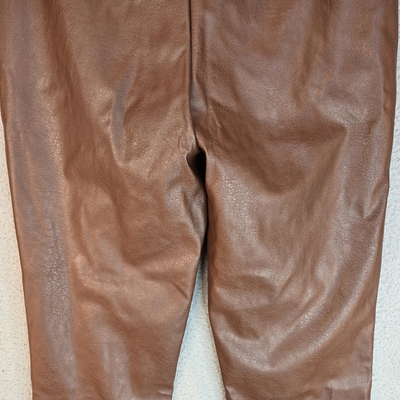 Wildfox Womens Faux Leather Pants Sz M Dark Brown High Waist Front Ankle Slit - Picture 10 of 13